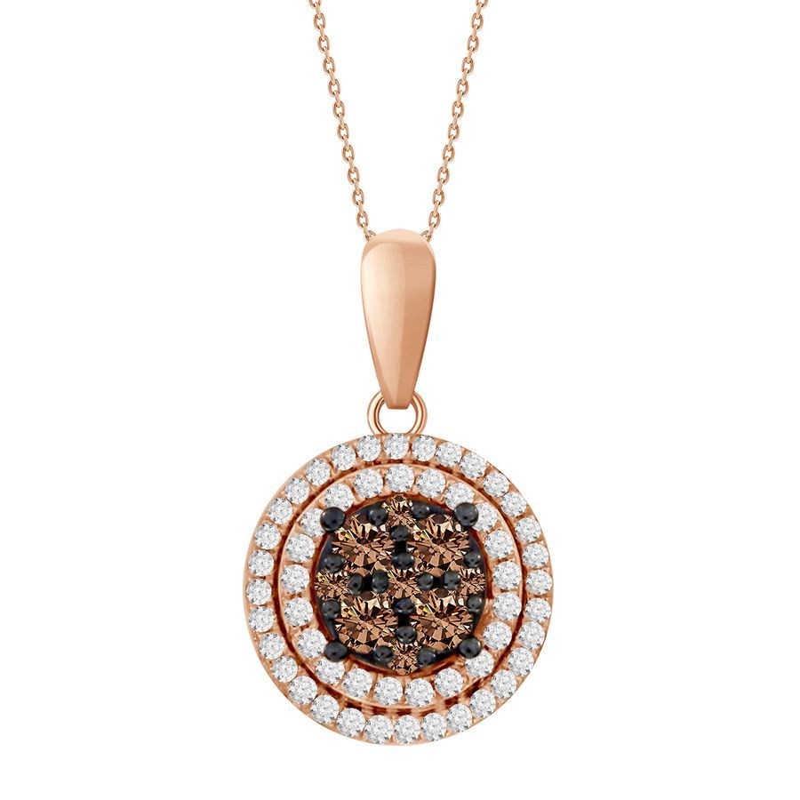 20922511_307090R-4945148.jpg LADIES PENDANT WITH CHAIN 0.33CT ROUND DARK BROWN DIAMOND 14K ROSE GOLD - Image 1