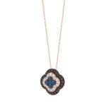 Fashion Pendant 14K Rose Gold 0.60Ct Dark Brown & Blue Diamond Cluster Halo Pendant For Women Round Diamond Ladies Fine Jewelry - Image 3