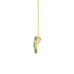 LADIES PENDANT 0.35CT ROUND/GREEN EMERALD BAGUETTE DIAMOND 14K YELLOW GOLD - Image 2
