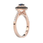 Elegant 14K Rose Gold Fashion Ring Featuring 0.55 Ct Round Diamonds In Blue And Dark Brown Tones. A Bold And Modern Fine Jewelry Piece For Women. - Image 4