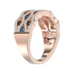 14K Rose Gold 1.00Ct Round Blue & Dark Brown Diamond Ladies Band Multi Color Fine Jewelry - Image 4