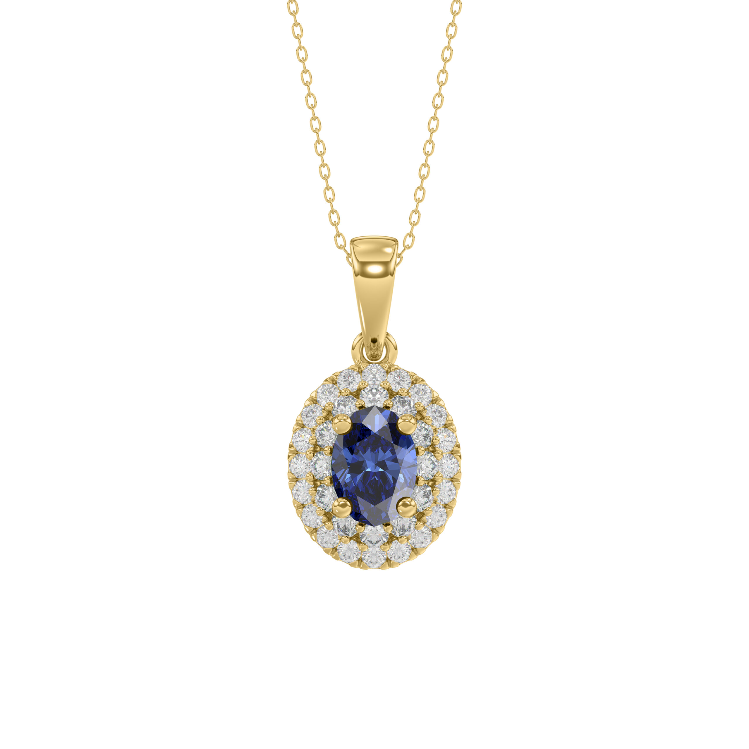 20923158_345547Y-NT-A.jpg Elegant 14K Yellow Gold Ladies Pendant Featuring Oval Sapphire And Round Diamond Accents 1.16Ct Includes Chain For A Complete Luxury Look. - Image 1