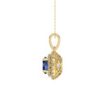 Elegant 14K Yellow Gold Ladies Pendant Featuring Oval Sapphire And Round Diamond Accents 1.16Ct Includes Chain For A Complete Luxury Look. - Image 2