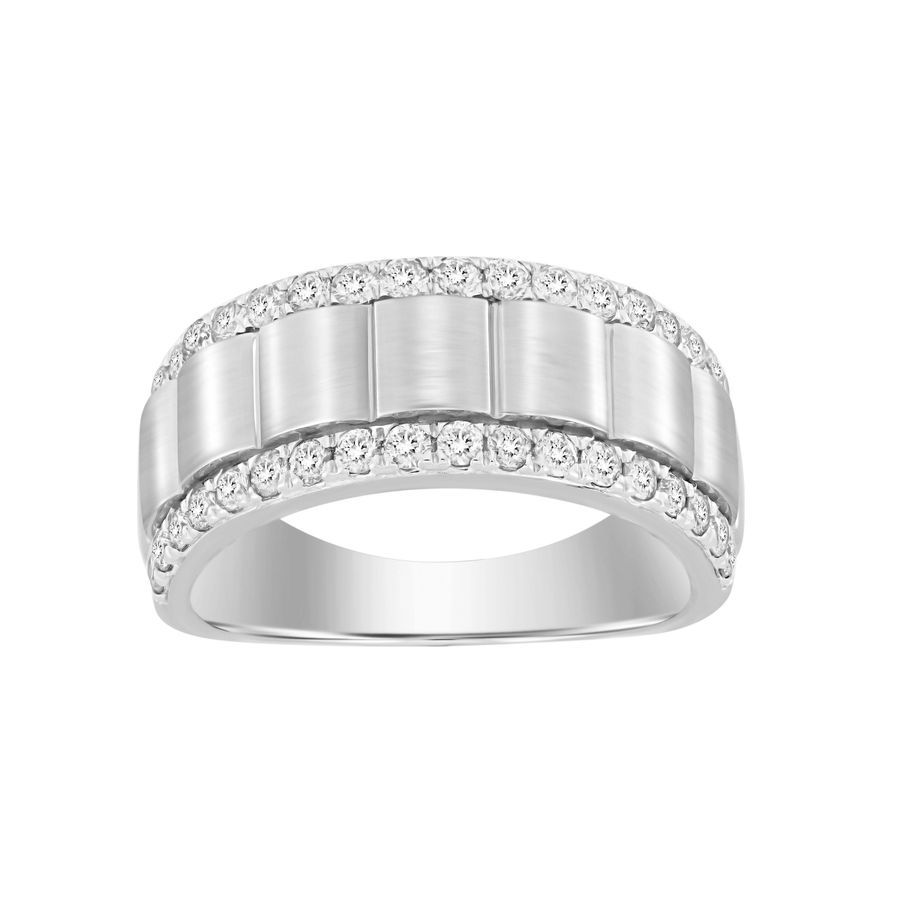 MEN’S BAND 1.00CT ROUND DIAMOND 14K WHITE GOLD