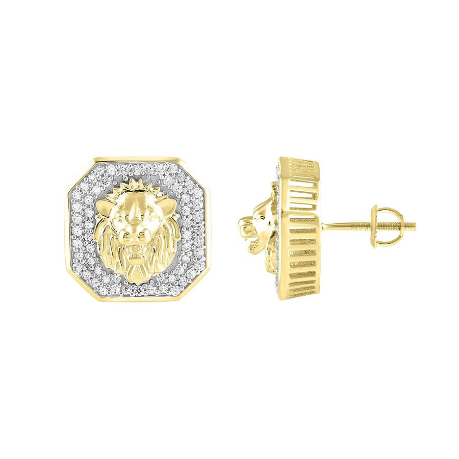 20933007_235327Y-29396.jpg MEN'S STUD EARRINGS 0.50CT ROUND DIAMOND 10K YELLOW GOLD - Image 1