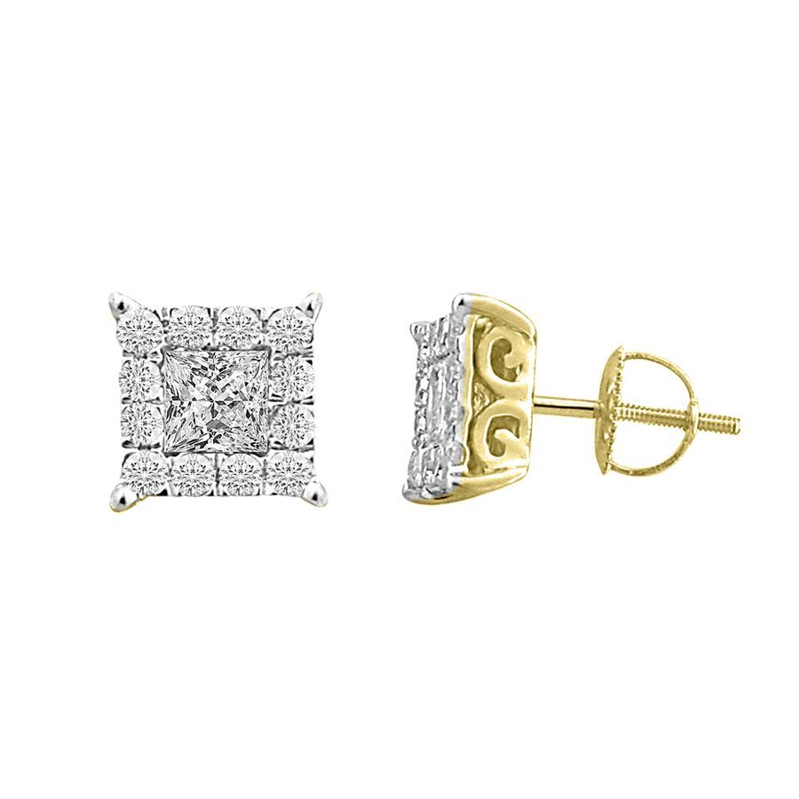 20933087_60549Y-29617.jpg LADIES EARRINGS 1.00CT ROUND/PRINCESS DIAMOND 14K YELLOW GOLD (CENTER STONE 0.60CT PRINCESS DIAMOND) - Image 1