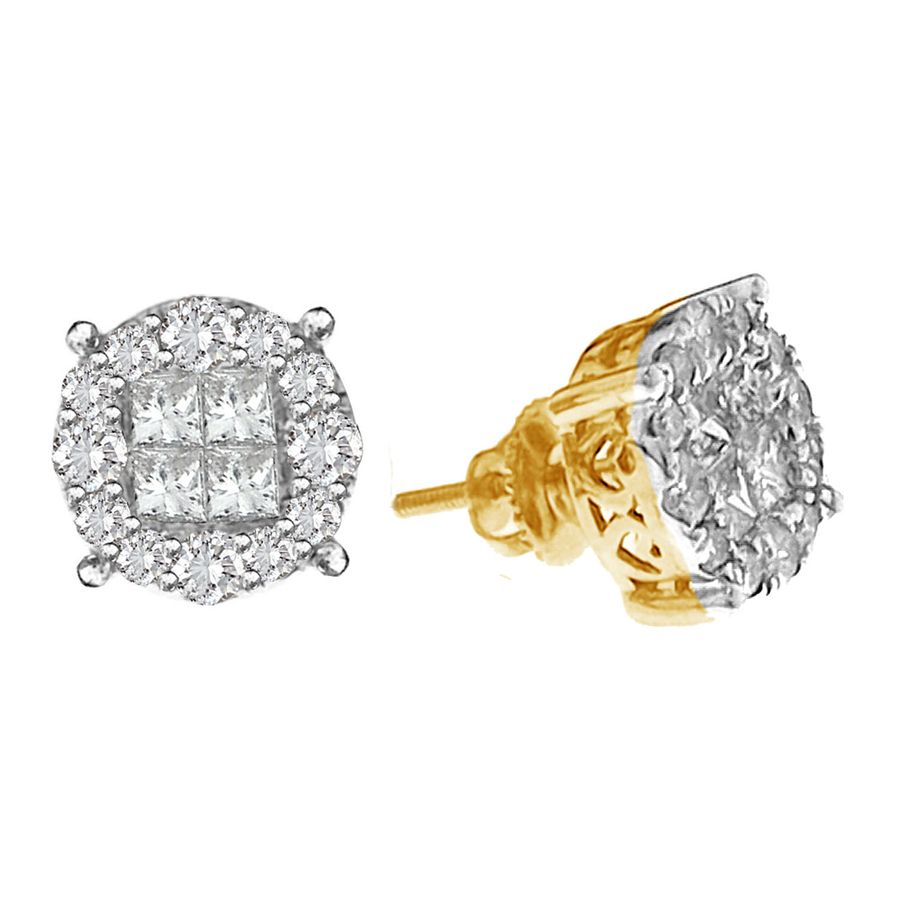 20933103_67944Y-29652.jpg LADIES STUD EARRINGS 2.00CT ROUND/PRINCESS DIAMOND 14K YELLOW GOLD - Image 1