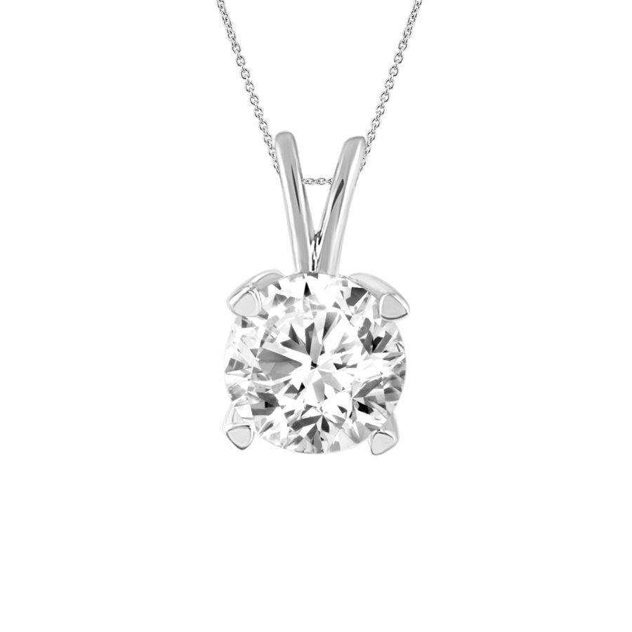 20933581_65052W-32880.jpg LADIES SOLITAIRE PENDANT WITH CHAIN 0.50CT ROUND DIAMOND 14K WHITE GOLD - Image 1