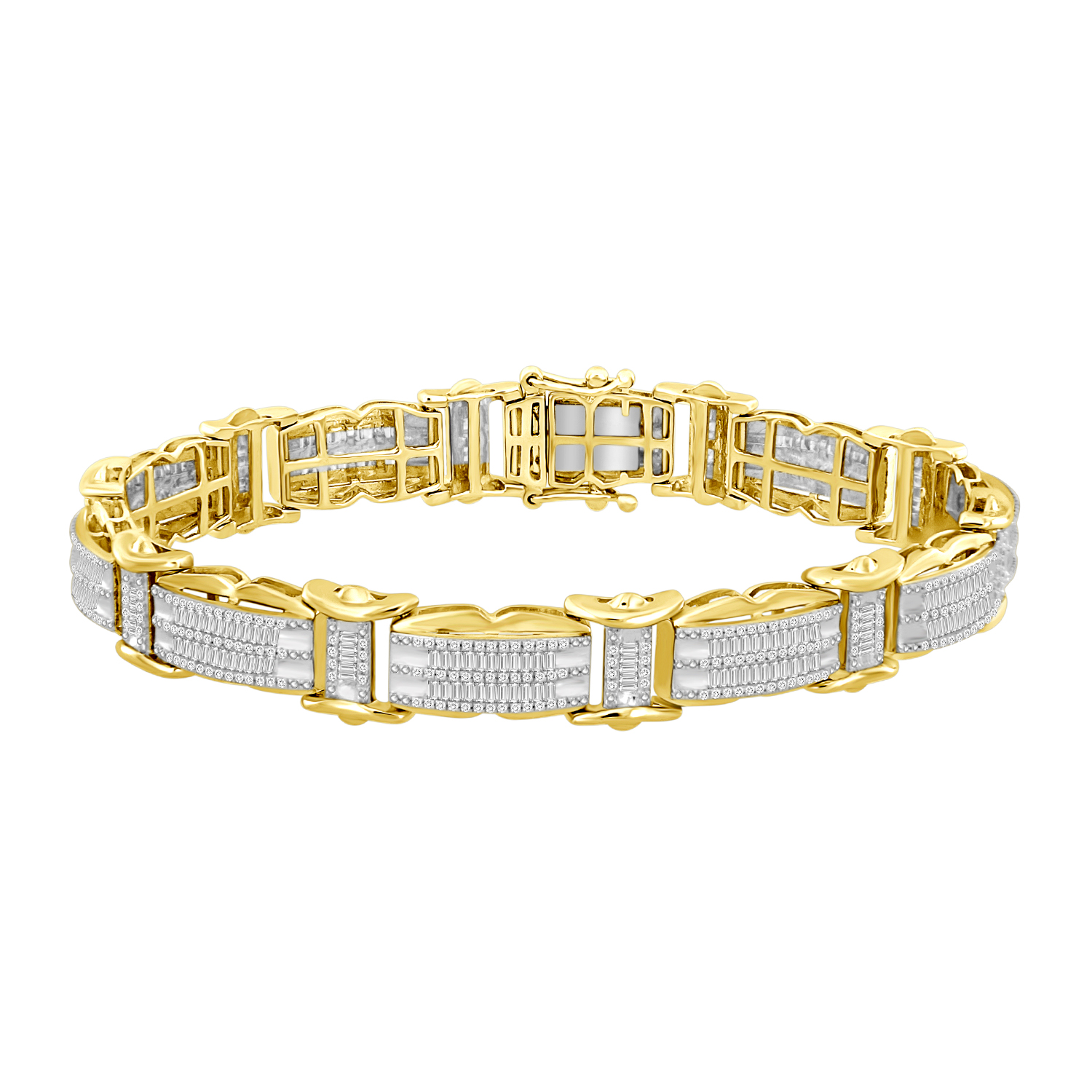 20933685_243744Y-33007.jpg MEN'S BRACELET 3.00CT ROUND/BAGUETTE DIAMOND 10K YELLOW GOLD - Image 1