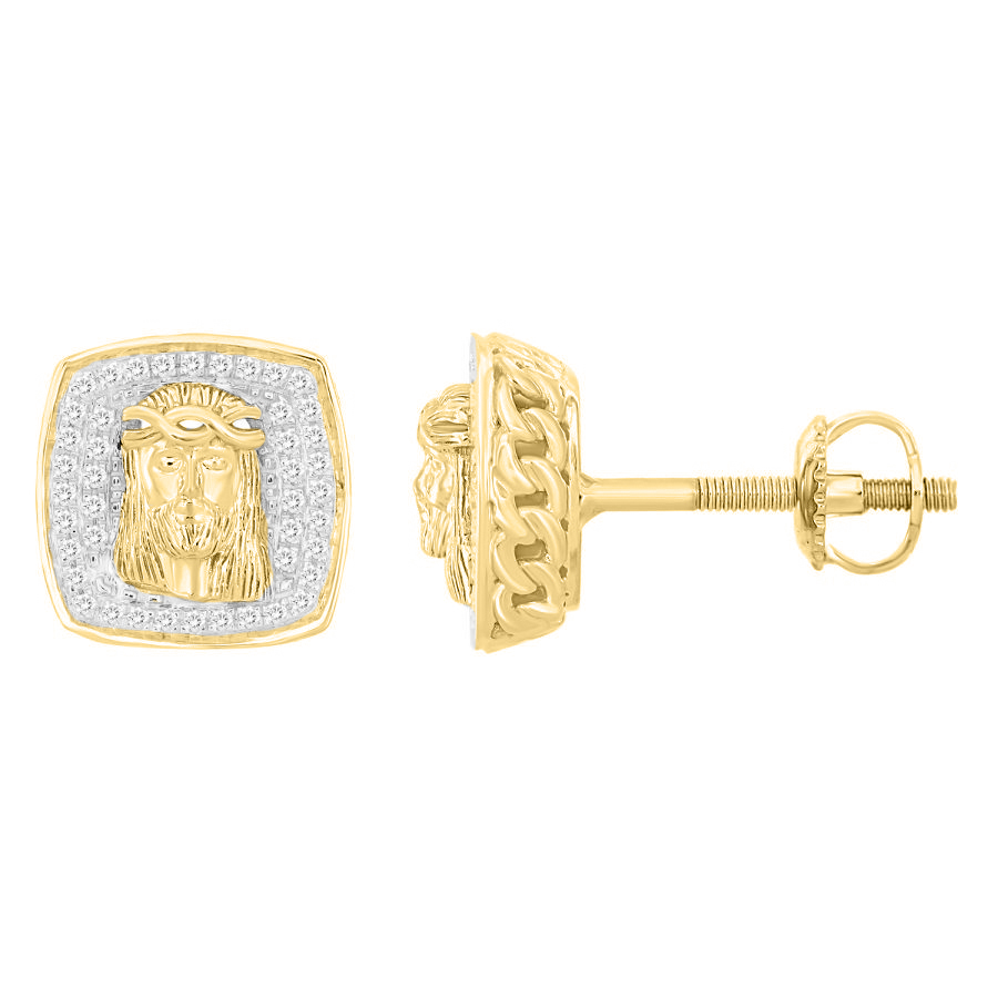 20933694_252393Y-33234.jpg MEN'S STUD EARRINGS 0.25CT ROUND DIAMOND 10K YELLOW GOLD - Image 1
