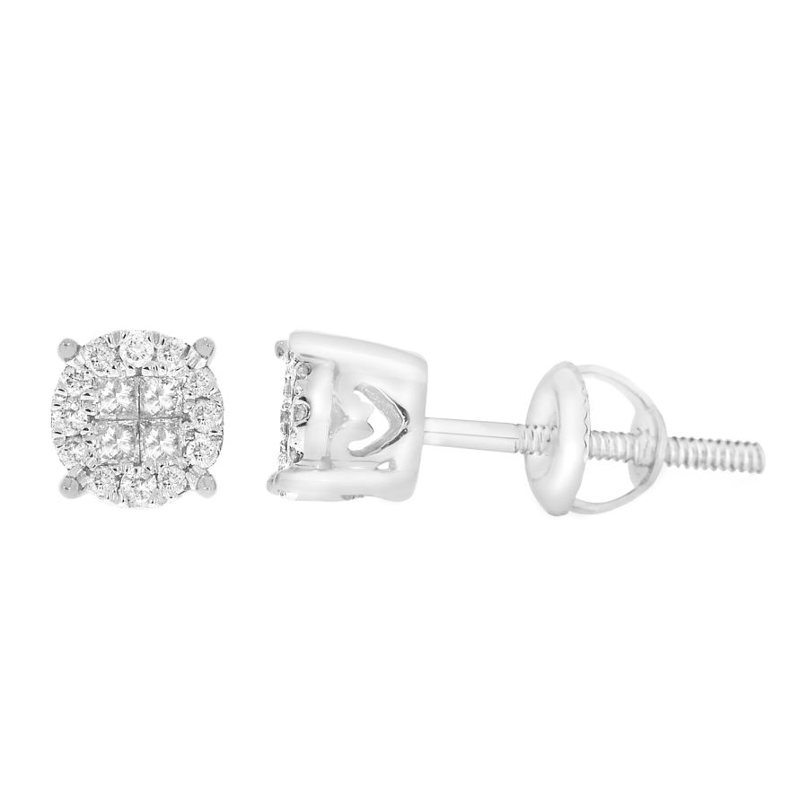 20933954_79003W-34448.jpg LADIES STUD EARRINGS 0.25CT ROUND/PRINCESS DIAMOND 10K WHITE GOLD - Image 1