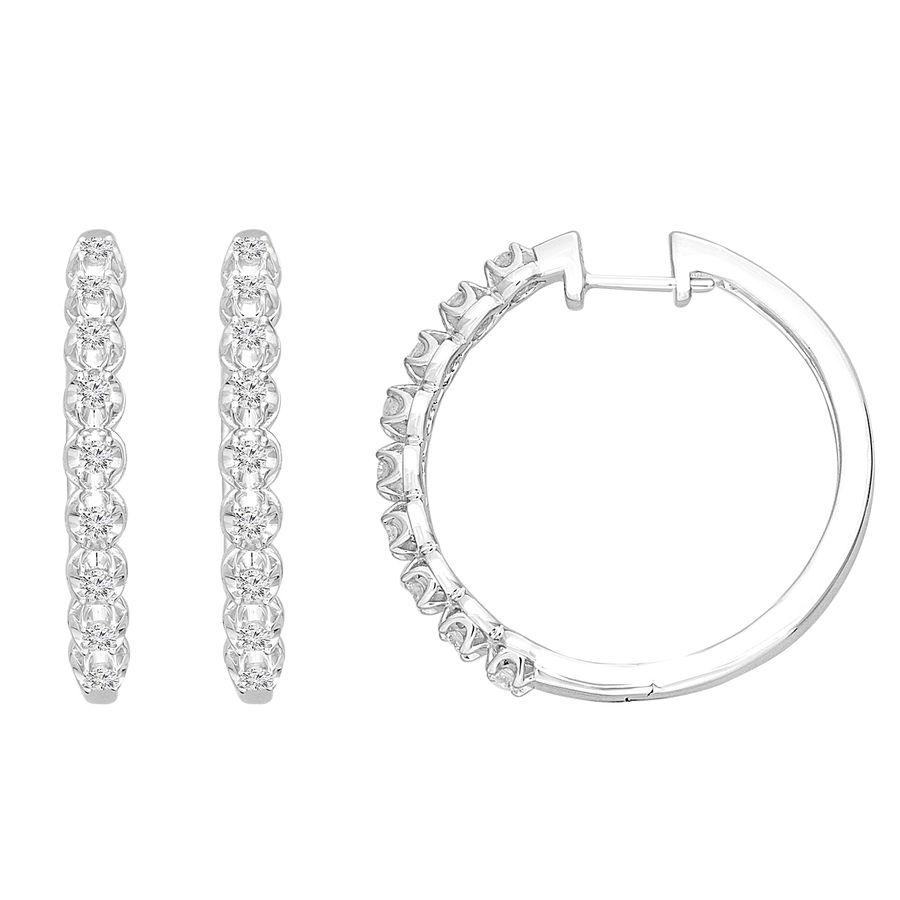 20934005_84917W-34543.jpg LADIES HOOP EARRINGS 0.25CT ROUND DIAMOND 10K WHITE GOLD - Image 1