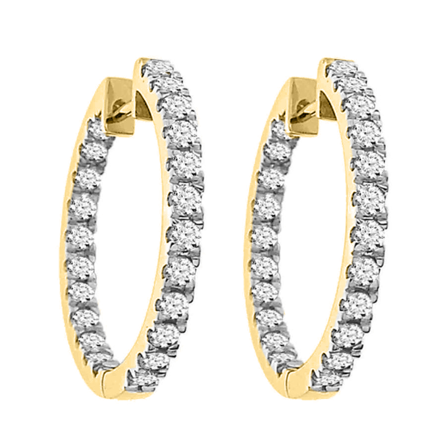 20934018_78155Y-A-34574.jpg LADIES HOOP EARRINGS 1.50CT ROUND DIAMOND 14K YELLOW GOLD (SI QUALITY) - Image 1