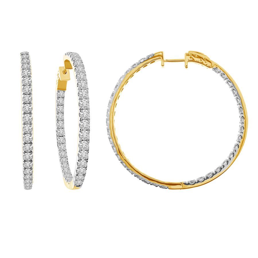 20934045_85589Y-A-34583.jpg LADIES HOOP EARRINGS 5.00CT ROUND DIAMOND 14K YELLOW GOLD (SI QUALITY) - Image 1