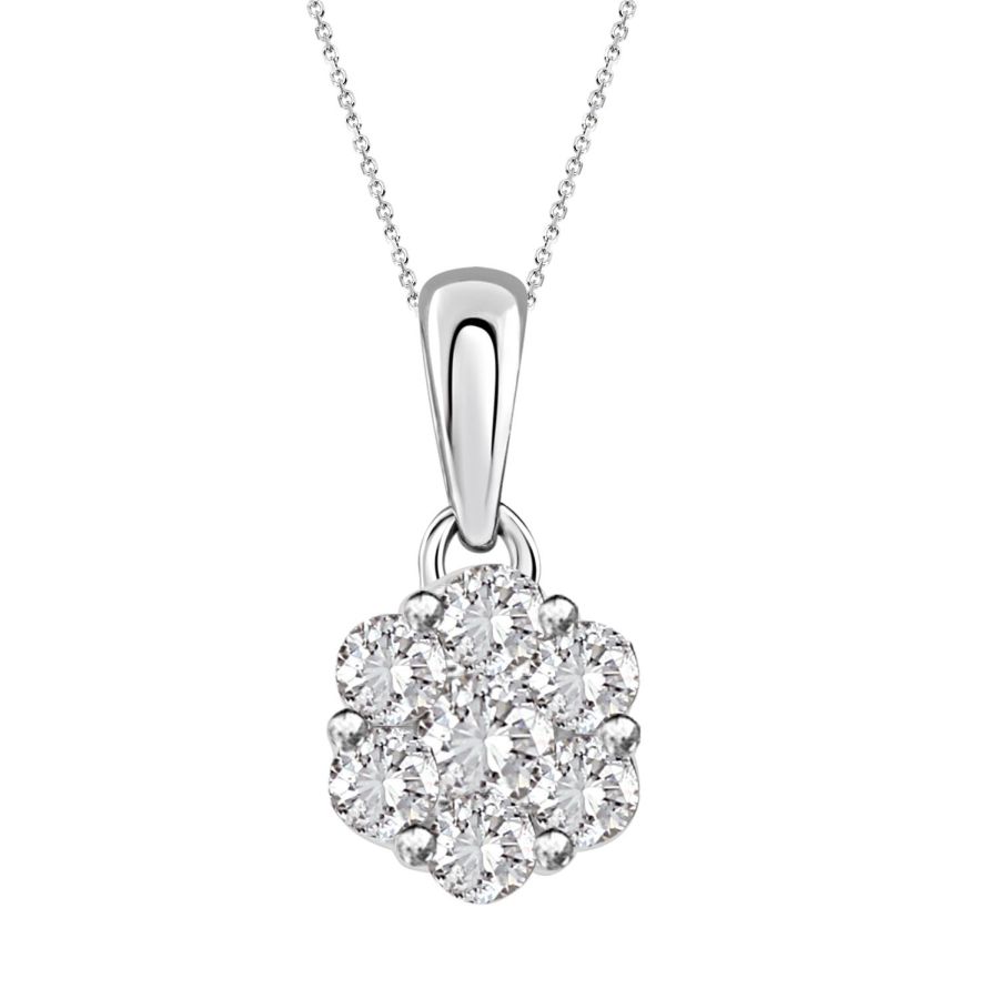 20934242_68111W-34809.jpg LADIES PENDANT WITH CHAIN 1.00CT ROUND DIAMOND 14K WHITE GOLD - Image 1