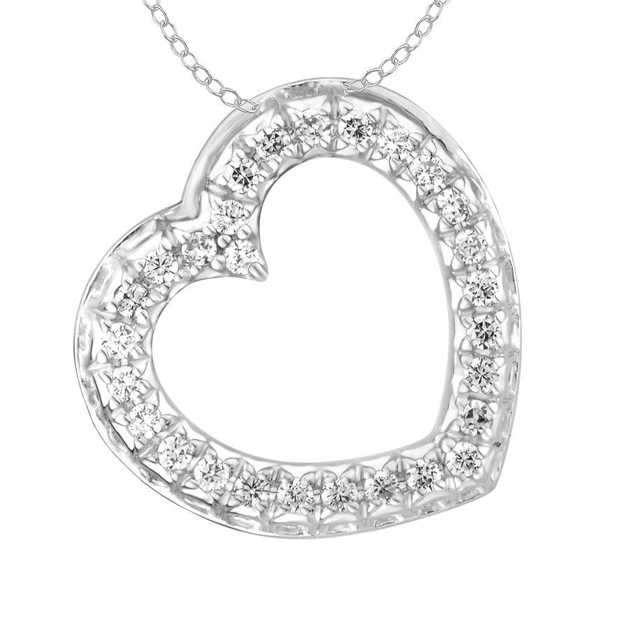 20934412_219001W-37730.jpg LADIES PENDANT WITH CHAIN 0.25CT ROUND DIAMOND 10K WHITE GOLD - Image 1
