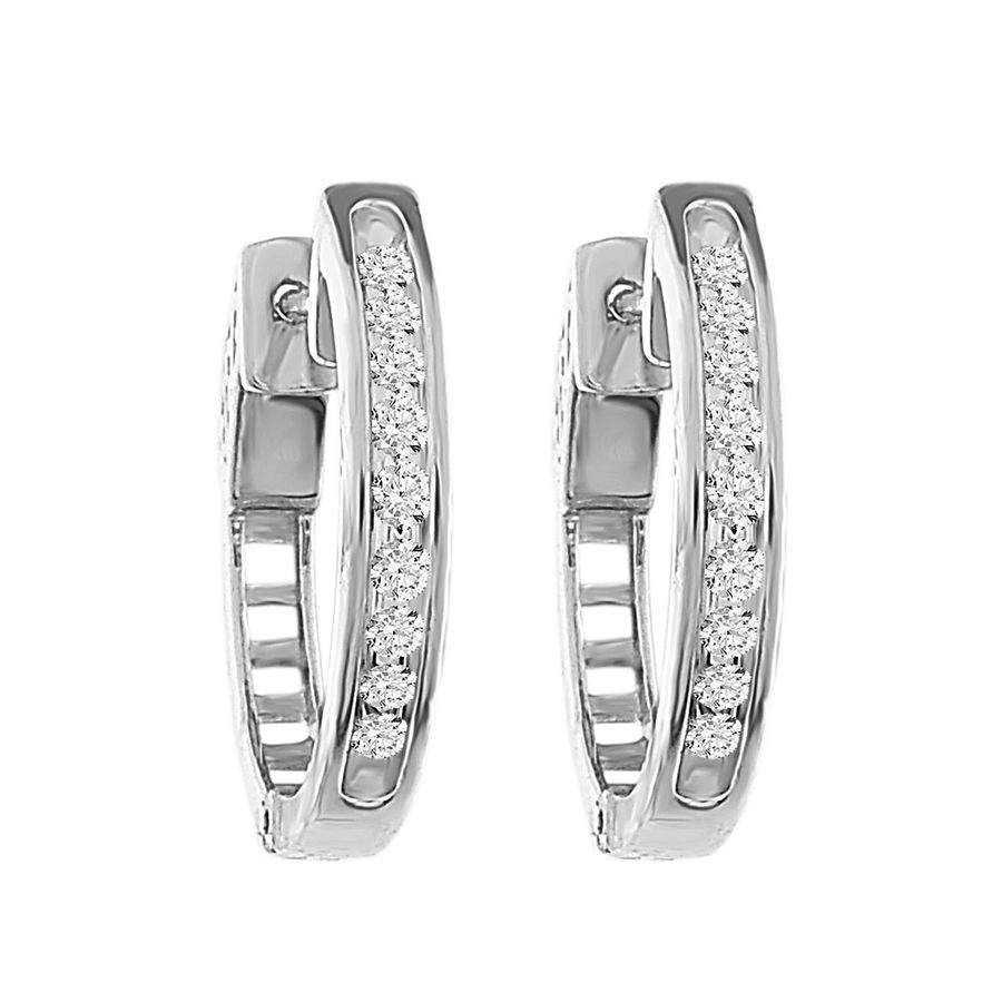 20934694_292037W-43727.jpg LADIES HOOP EARRINGS 0.25CT ROUND DIAMOND 14K WHITE GOLD - Image 1