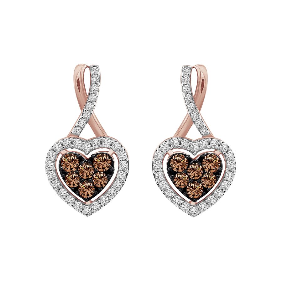 20934716_292653R-A-43852.jpg LADIES EARRINGS 0.75CT ROUND DARK BROWN DIAMOND 14K ROSE GOLD (SI QUALITY) - Image 1