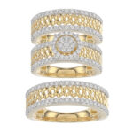 LADIES TRIOS SET 1.50CT ROUND DIAMOND 10K YELLOW GOLD