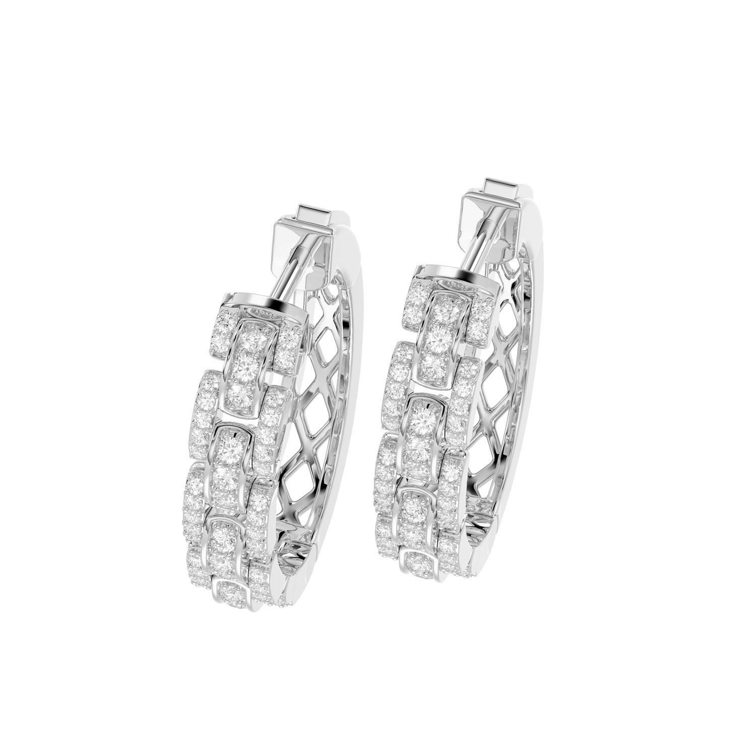 20934996_303276W-A-51180.jpg LADIES HOOPS EARRING 0.50CT ROUND DIAMOND 14K WHITE GOLD - Image 1