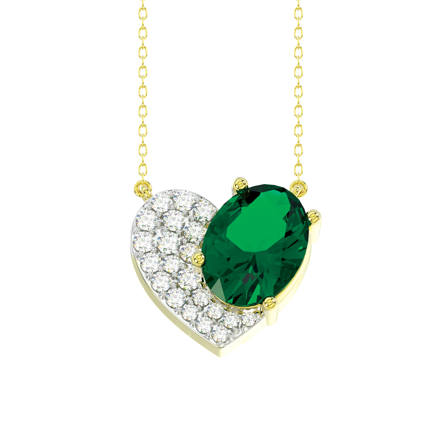 20935049_317534Y-NT-A-53057.jpg LADIES PENDANT WITH CHAIN 1.15CT ROUND/OVAL EMERALD DIAMOND 14K YELLOW GOLD (CENTER STONE OVAL DIAMOND-1.00CT) - Image 1
