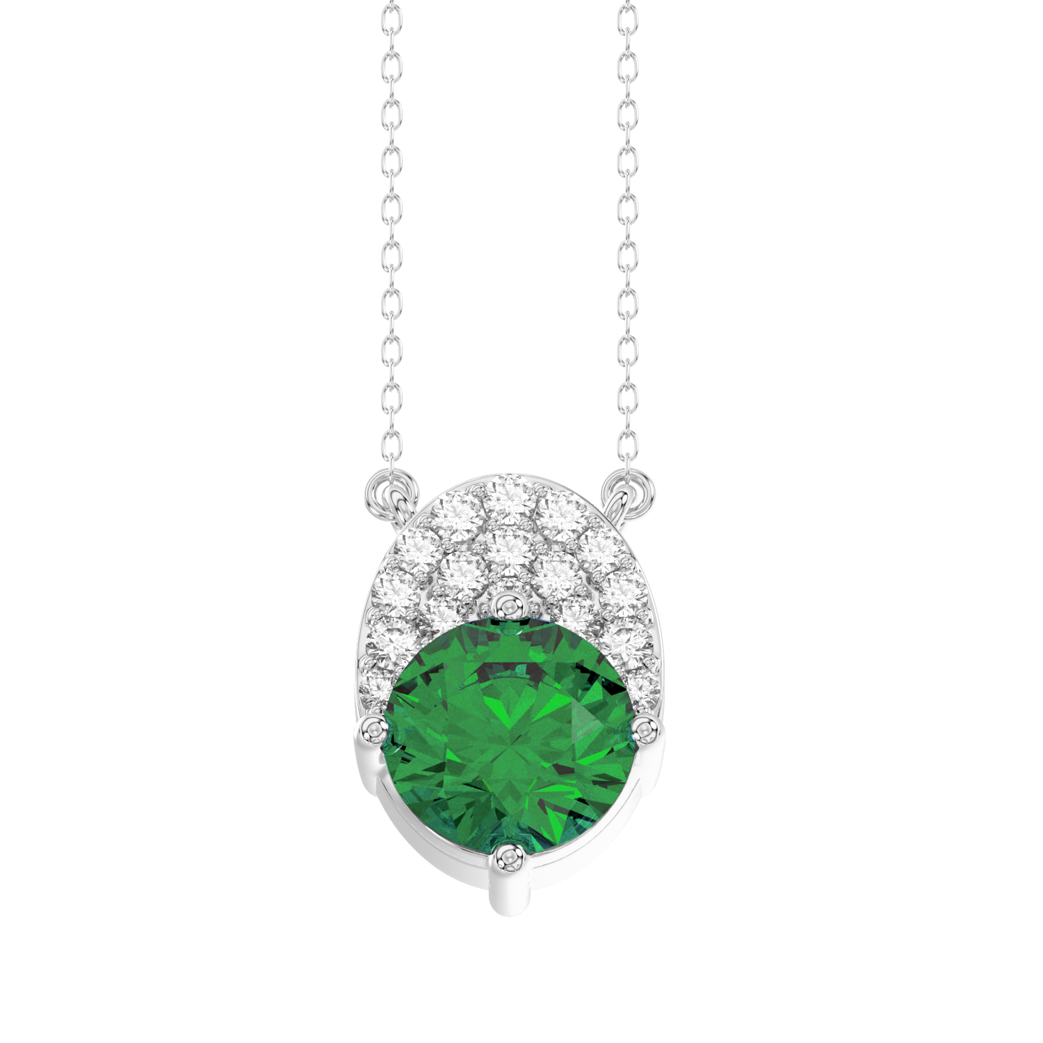 20935082_317885W-NT-A-53071.jpg LADIES PENDANT WITH CHAIN 1.35CT ROUND/EMERALD DIAMOND 14K WHITE GOLD (CENTER STONE ROUND DIAMOND 1.20CT) - Image 1