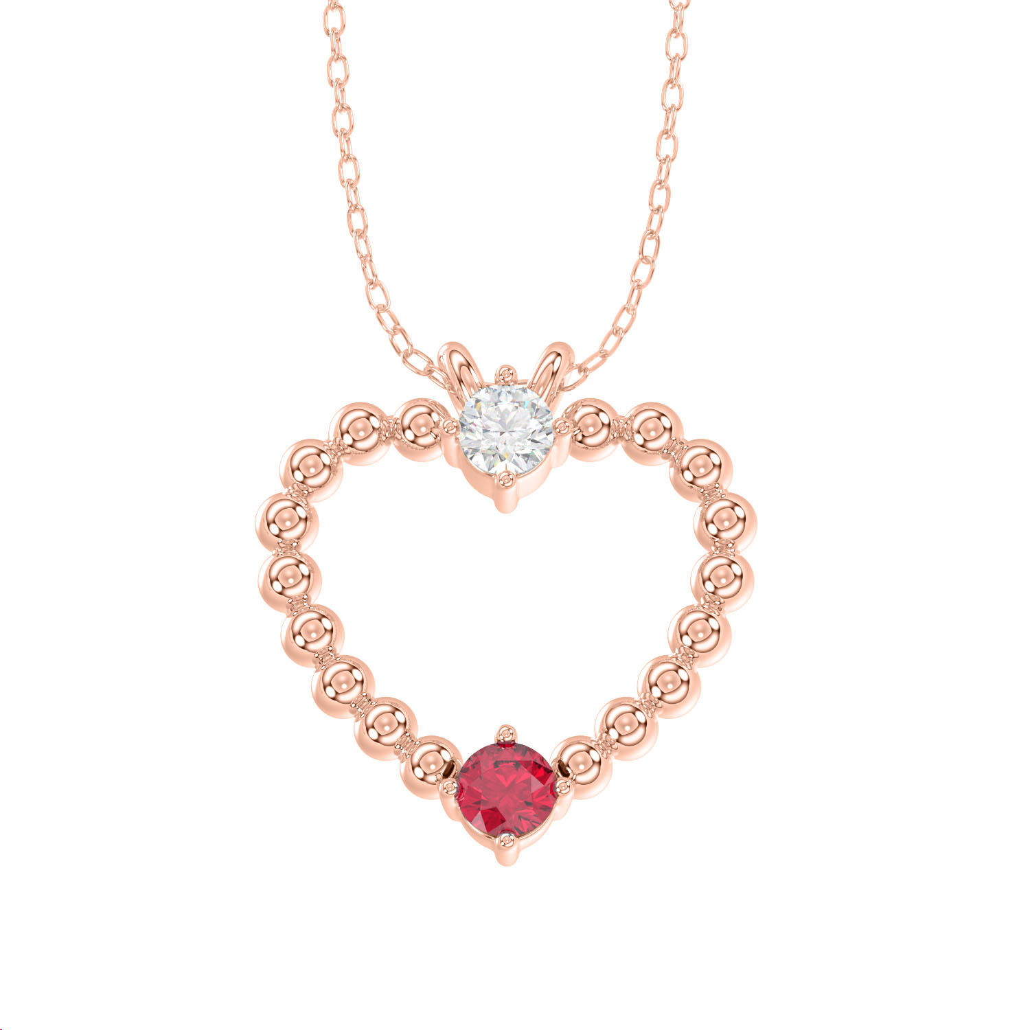 20935108_317797R-NT-A-53176.jpg LADIES PENDANT WITH CHAIN 0.15CT ROUND/RUBY DIAMOND 14K ROSE GOLD (RUBY ROUND DIAOND- 0.10CT) - Image 1