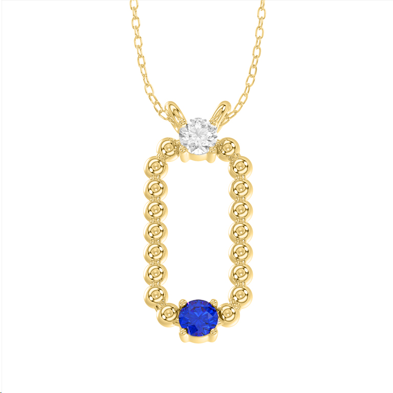 20935212_317531Y-NT-A-53430.jpg LADIES PENDANT WITH CHAIN 0.15CT ROUND/BLUE SAPPHIRE DIAMOND 14K YELLOW GOLD (CENTER STONE ROUND BLUE SAPPHIRE-0.10CT) - Image 1