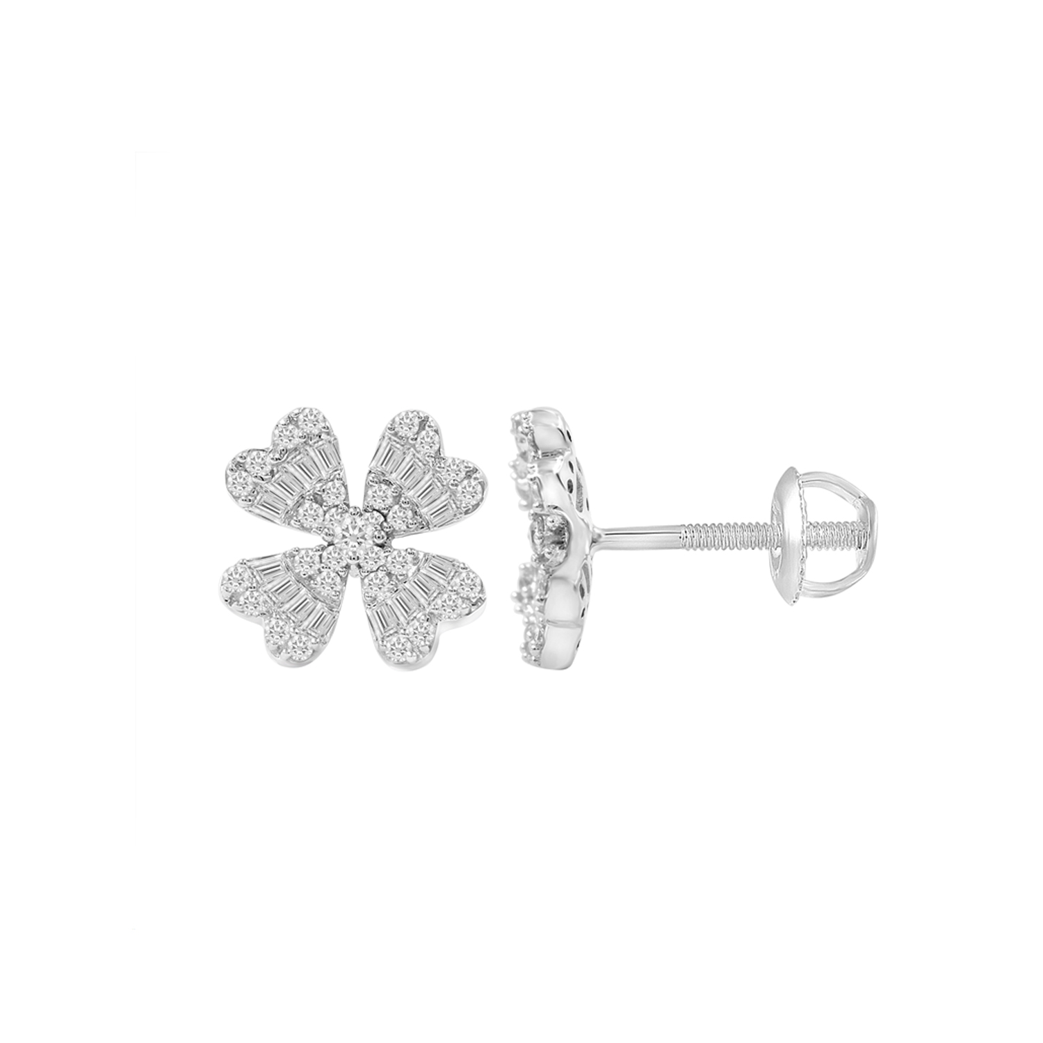 20935433_305981W-A-58071.jpg LADIES EARRINGS 0.33CT ROUND/BAGUETTE DIAMOND 14K WHITE GOLD - Image 1