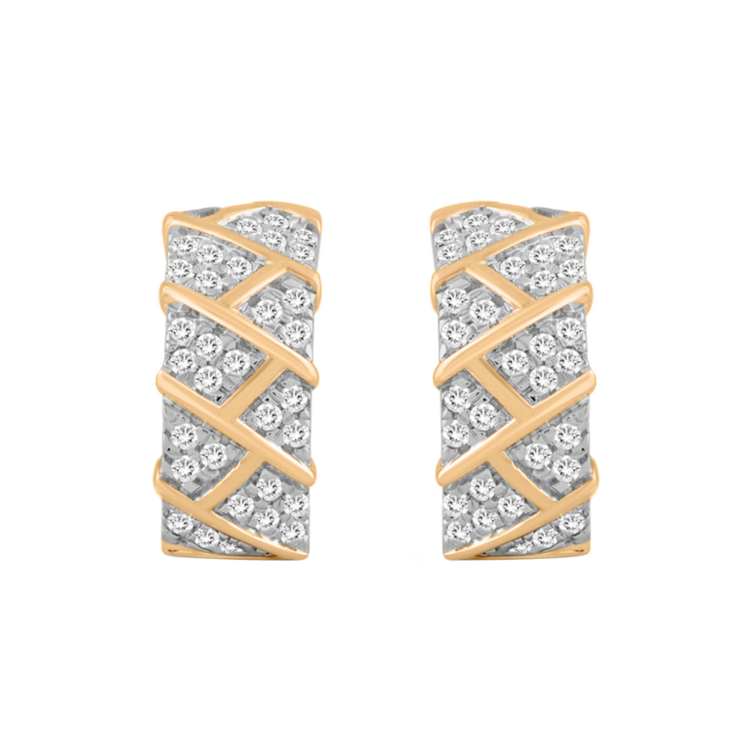 20935619_310511Y-58691.jpg LADIES HOOPS EARRINGS 0.50CT ROUND DIAMOND 10K YELLOW GOLD - Image 1