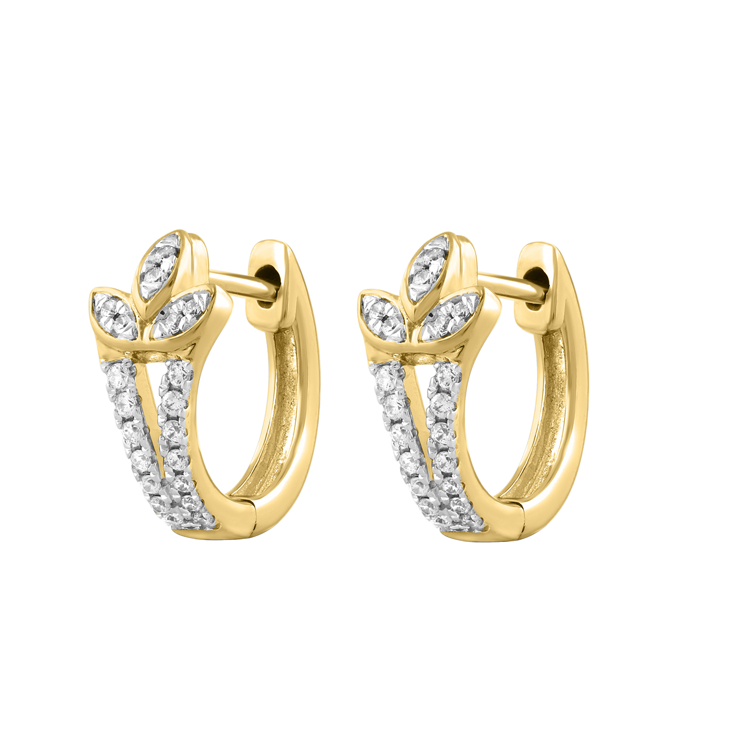 20935806_329710Y-59288.jpg LADIES HOOPS EARRING 0.16CT ROUND DIAMOND 10K YELLOW GOLD - Image 1