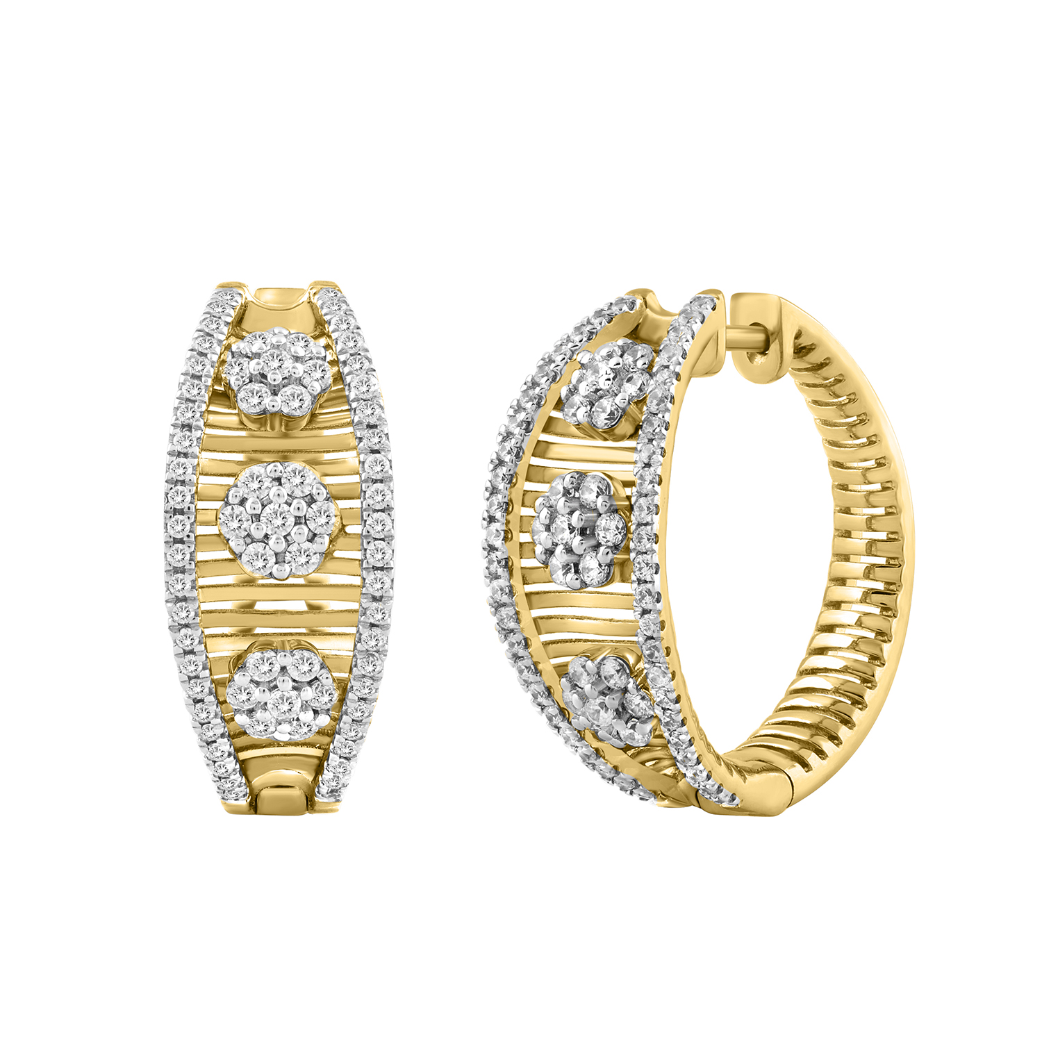 20935840_331930Y-A-59410.jpg LADIES HOOPS EARRING 0.50CT ROUND DIAMOND 14K YELLOW GOLD - Image 1