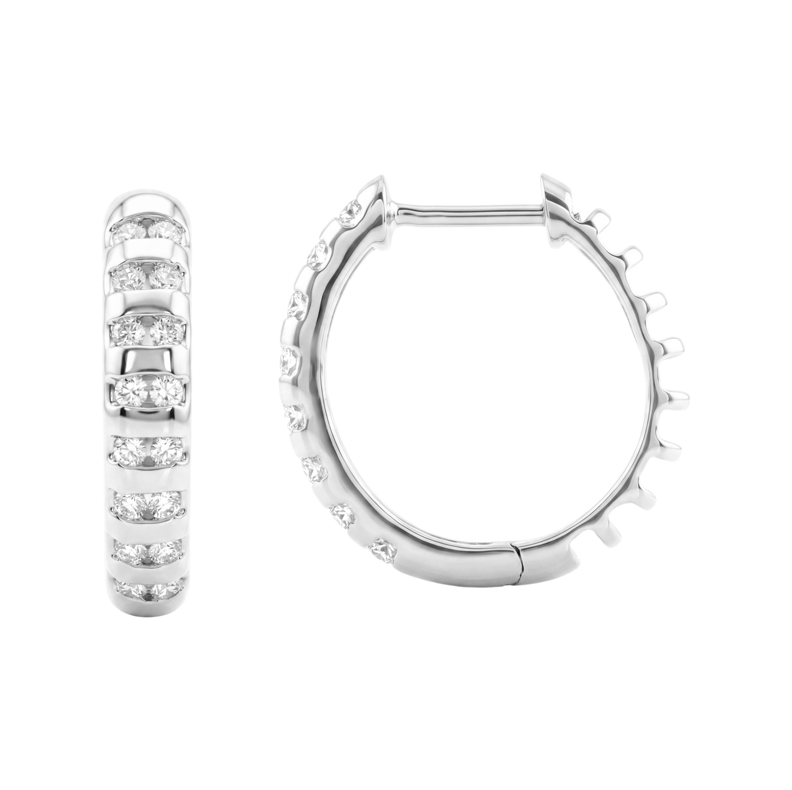 20935905_288268W.jpg LADIES HOOPS EARRINGS 0.33CT ROUND DIAMOND 10K WHITE GOLD - Image 1