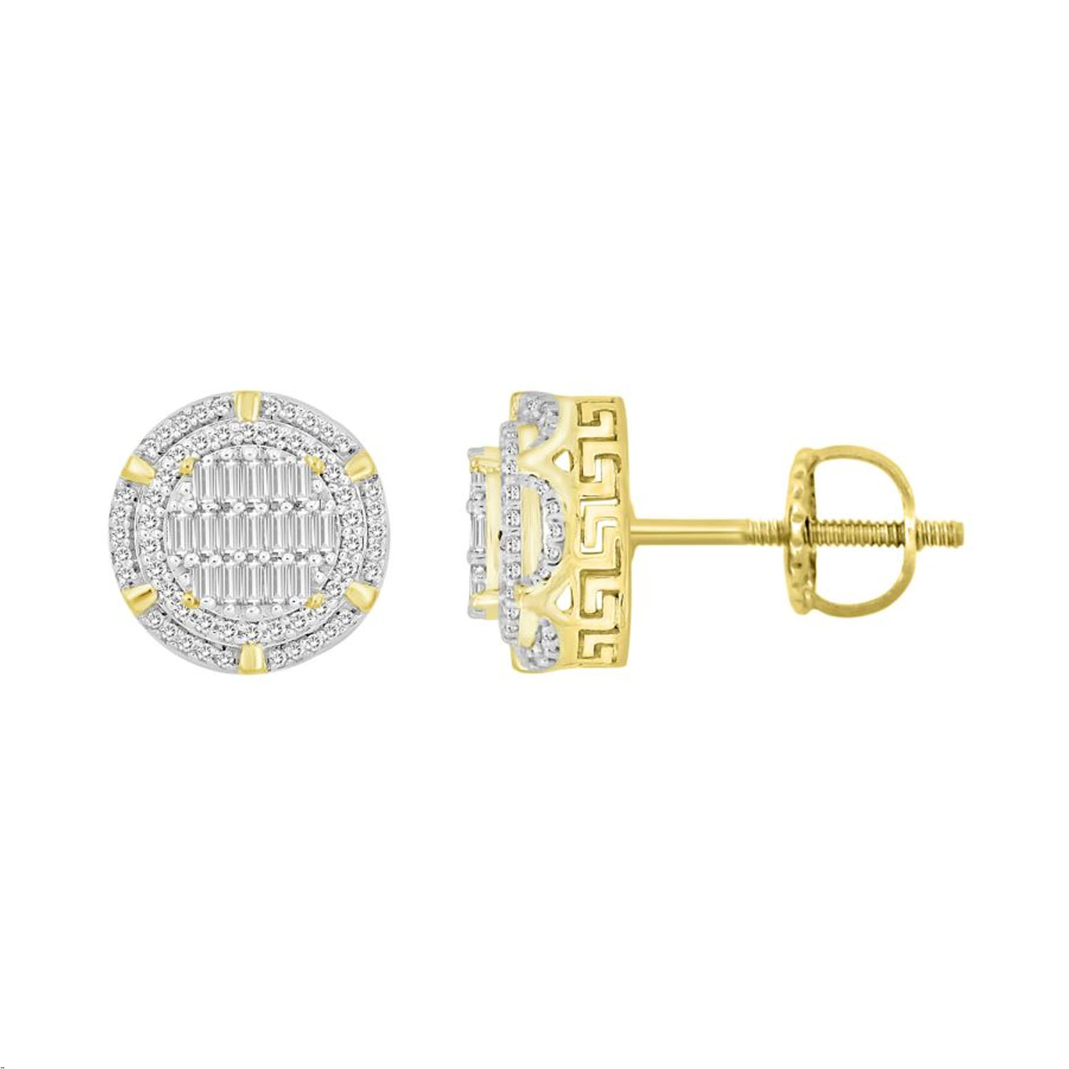 20935912_288410Y-4936156.jpg LADIES EARRINGS 0.50CT ROUND/BAGUETTE DIAMOND 10K YELLOW GOLD - Image 1