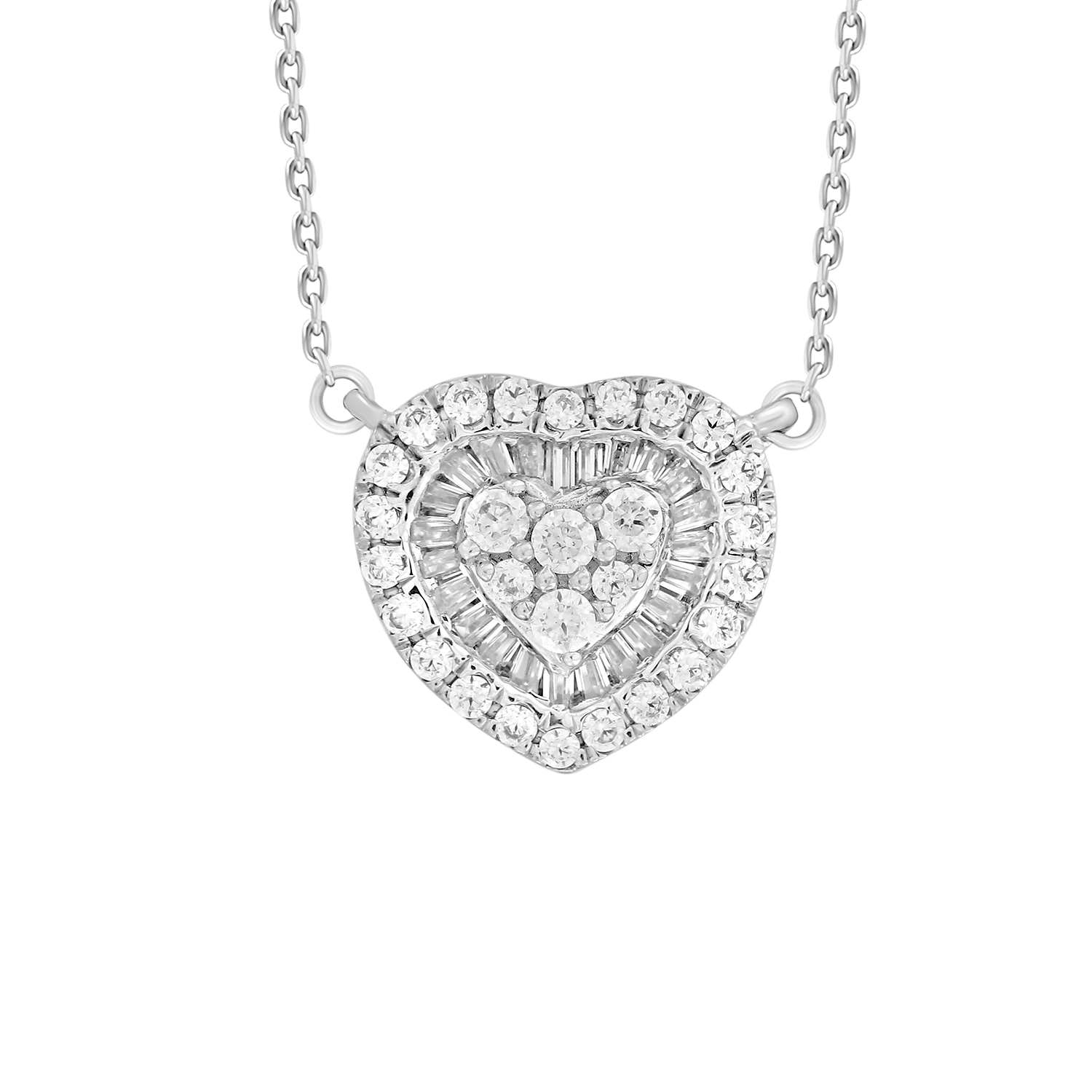 20935915_291610W-4936334.jpg LADIES NECKLACE 0.50CT ROUND/BAGUETTE DIAMOND 10K WHITE GOLD - Image 1