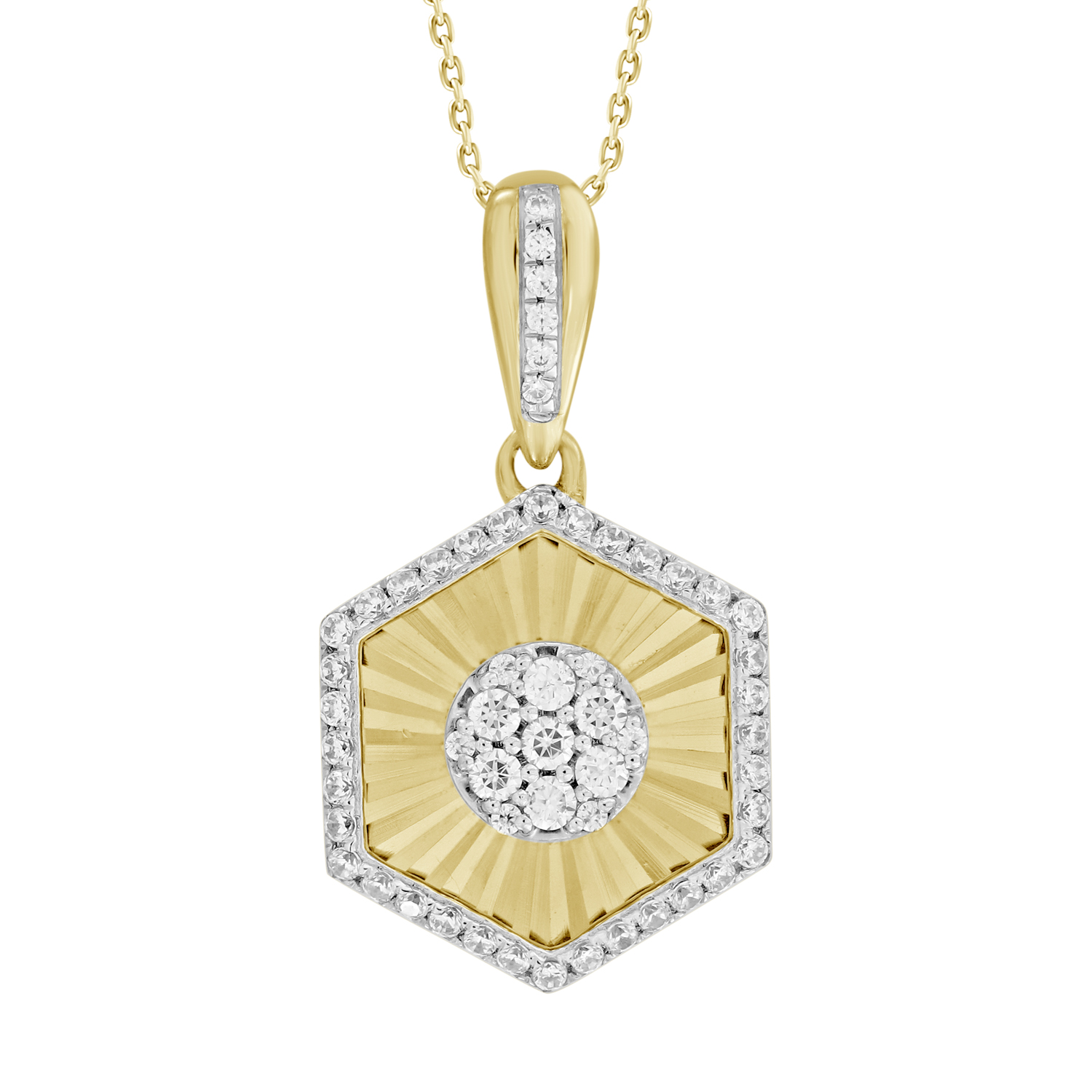 20935932_299158Y-4936694.jpg LADIES PENDANT WITH CHAIN 0.25CT ROUND DIAMOND 10K YELLOW GOLD - Image 1