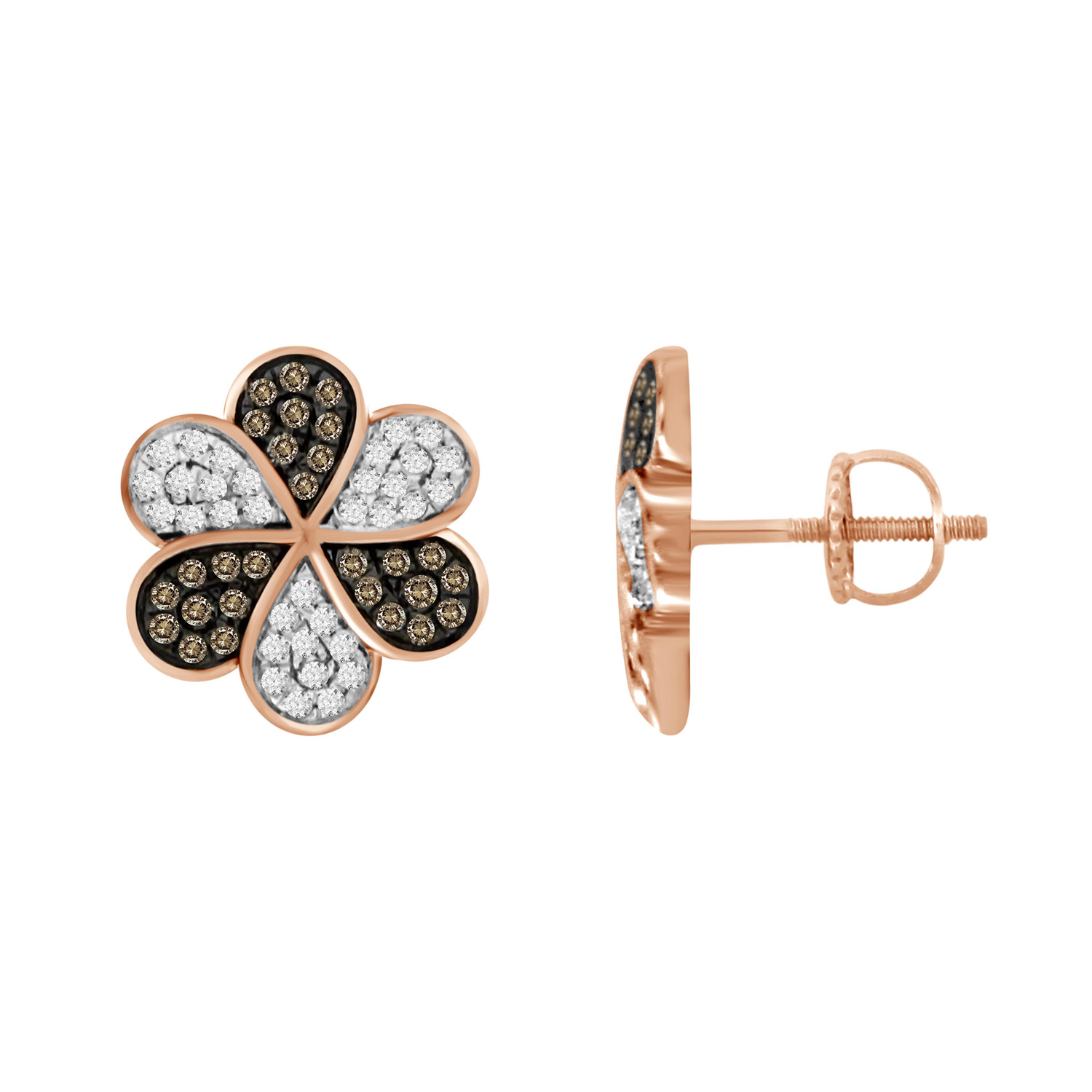 20936109_65678R-4939372.jpg LADIES EARRINGS 0.40CT DARK BROWN/ROUND DIAMOND 10K ROSE GOLD - Image 1