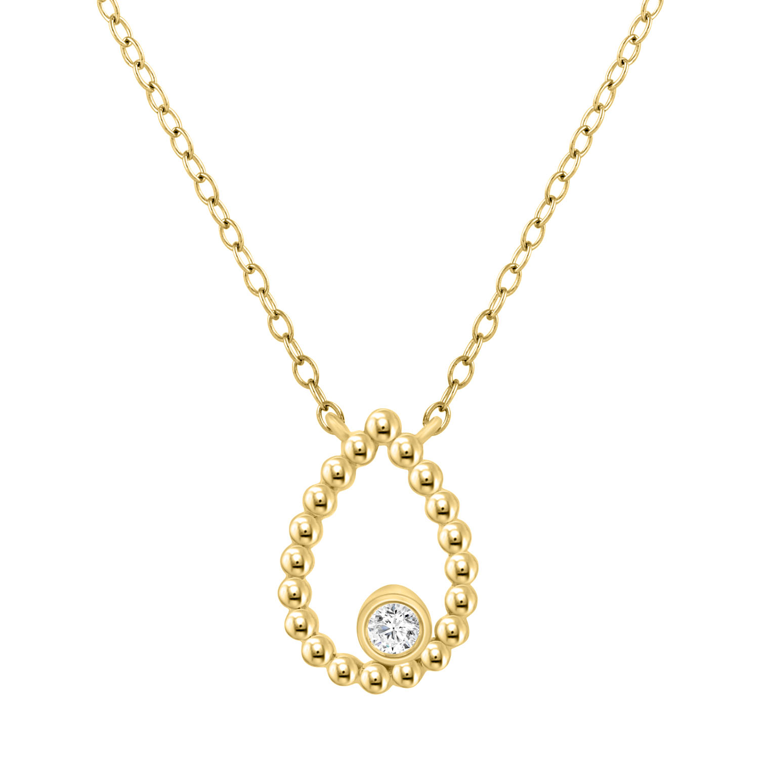 20936501_340354Y-4939785.jpg LADIES PENDANT WITH CHAIN 0.10CT ROUND DIAMOND 10K YELLOW GOLD - Image 1