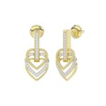 LADIES EARRINGS 0.25CT ROUND DIAMOND 14K YELLOW GOLD - Image 2