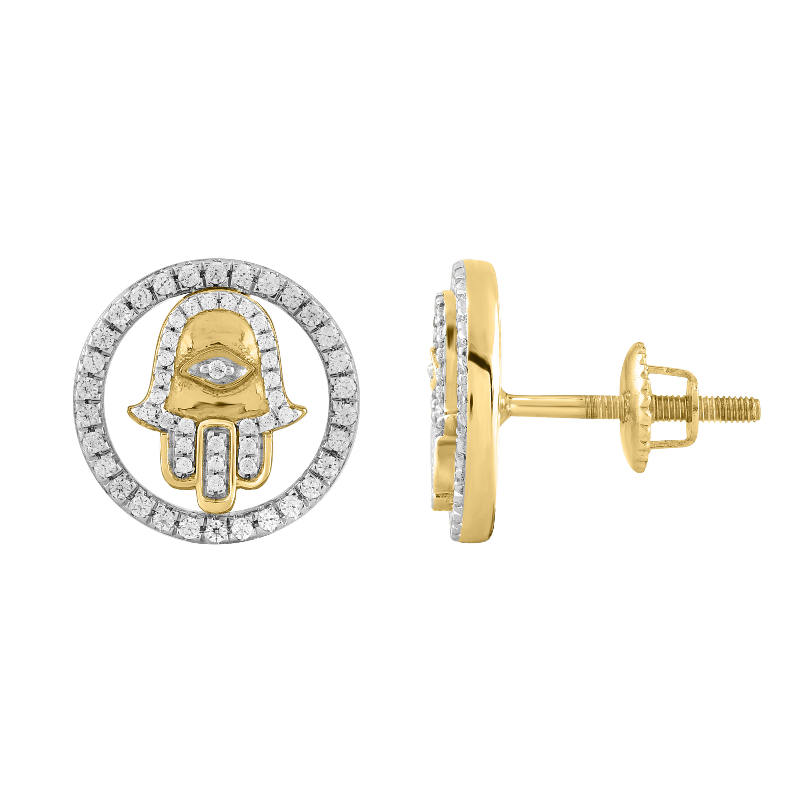 20936770_323178Y-4944630.jpg LADIES EARRINGS 0.25CT ROUND DIAMOND 14K YELLOW GOLD - Image 1