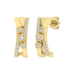 LADIES EARRINGS 0.30CT ROUND DIAMOND 10K YELLOW GOLD - Image 3
