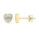 LADIES EARRINGS 0.25CT ROUND/BAGUETTE DIAMOND 14K YELLOW GOLD - Image 2