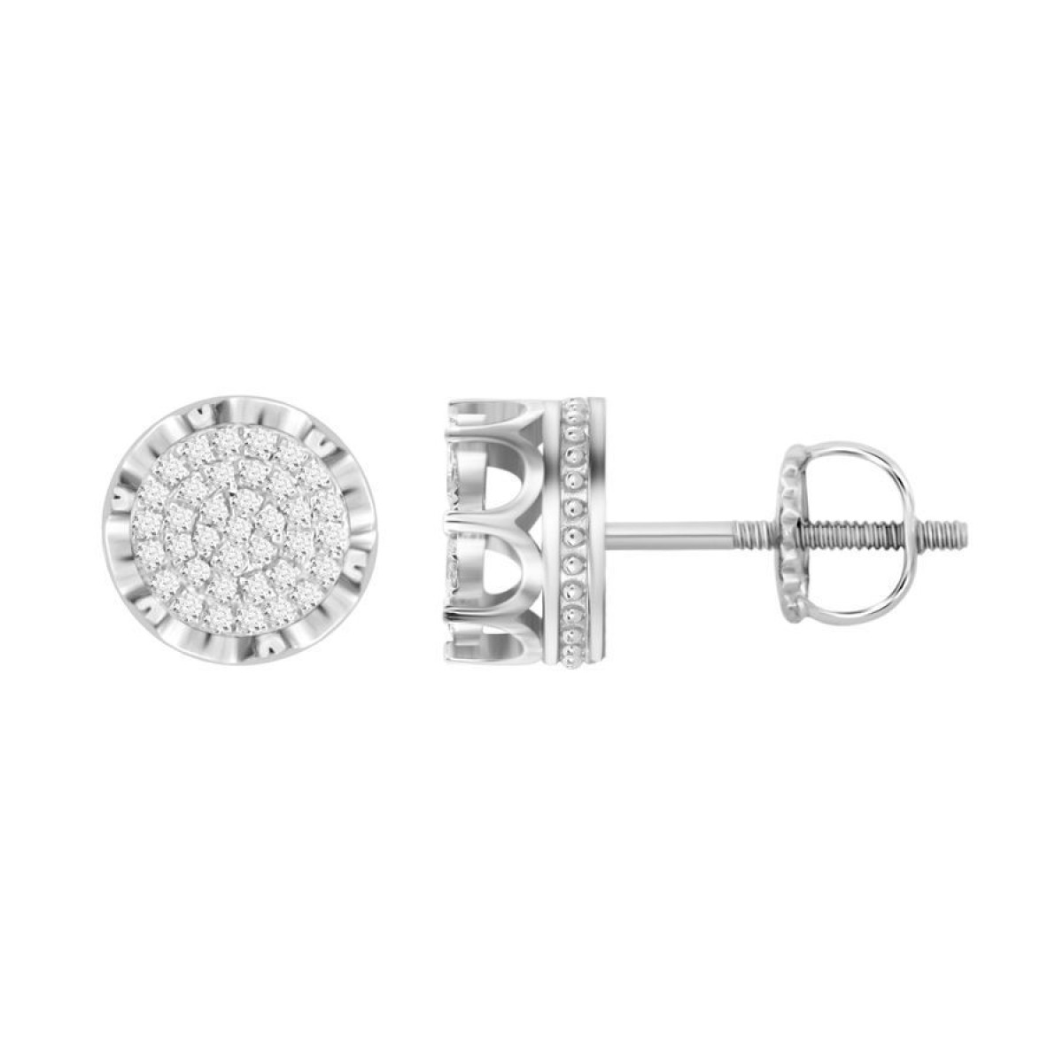 20937249_212532W-SS-5046765.jpg Men’S Diamond Stud Earrings 0.15CT Round Cluster Sterling Silver White Classic Stud Earrings - Image 1