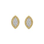 10K Yellow Gold 0.20CT Diamond Halo Fashion Earrings Round Diamond Women’S Earrings