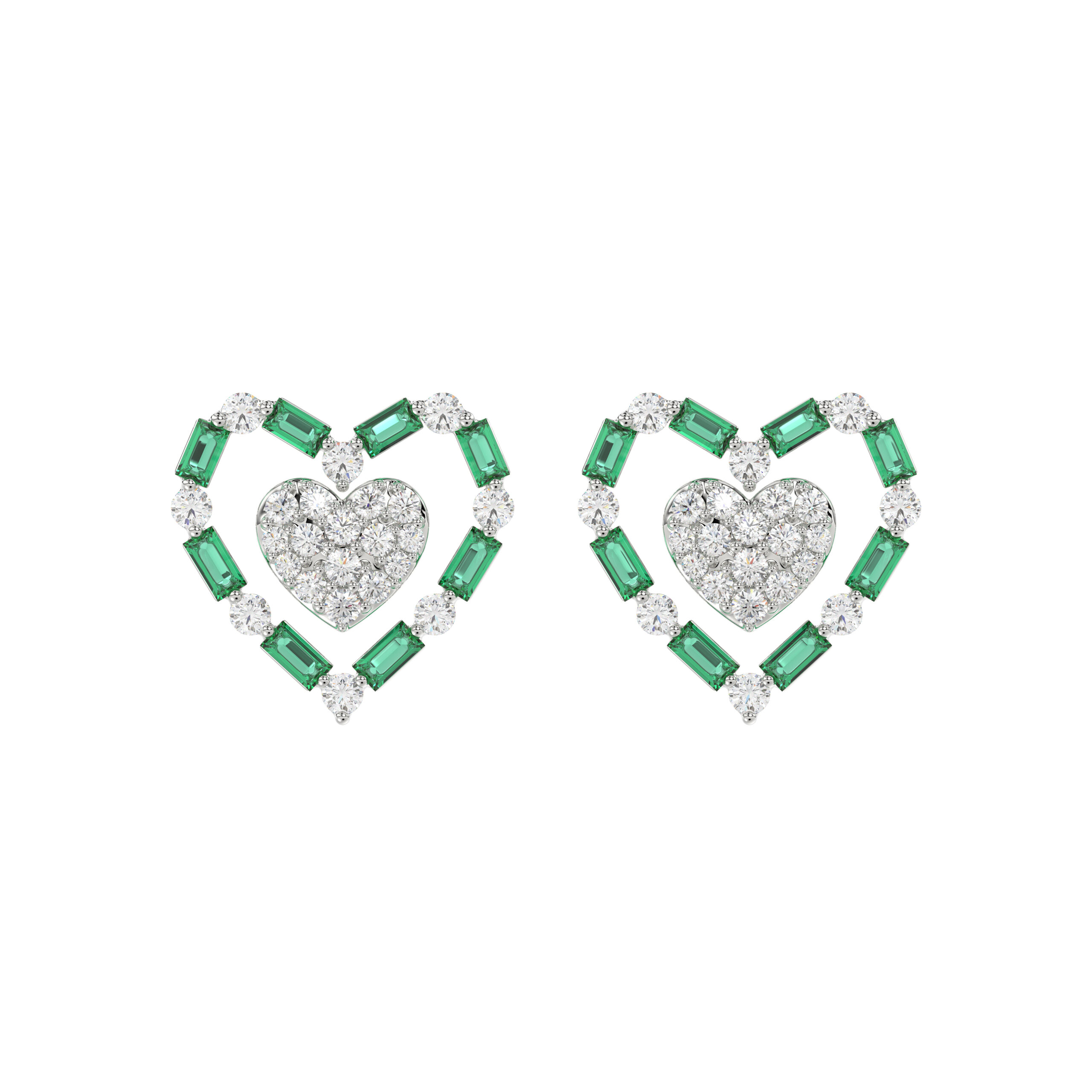 20937443_348808Y-NT-A-5012601.jpg LADIES EARRING 0.50CT ROUND/GREEN EMERALD BAGUETTE DIAMOND 14K YELLOW GOLD (GREEN EMERALD BAGUETTE 0.32CT) - Image 1