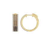 LADIES HOOPS EARRING 1.50CT ROUND/ROUND DARK BROWN DIAMOND 14K YELLOW GOLD - Image 2