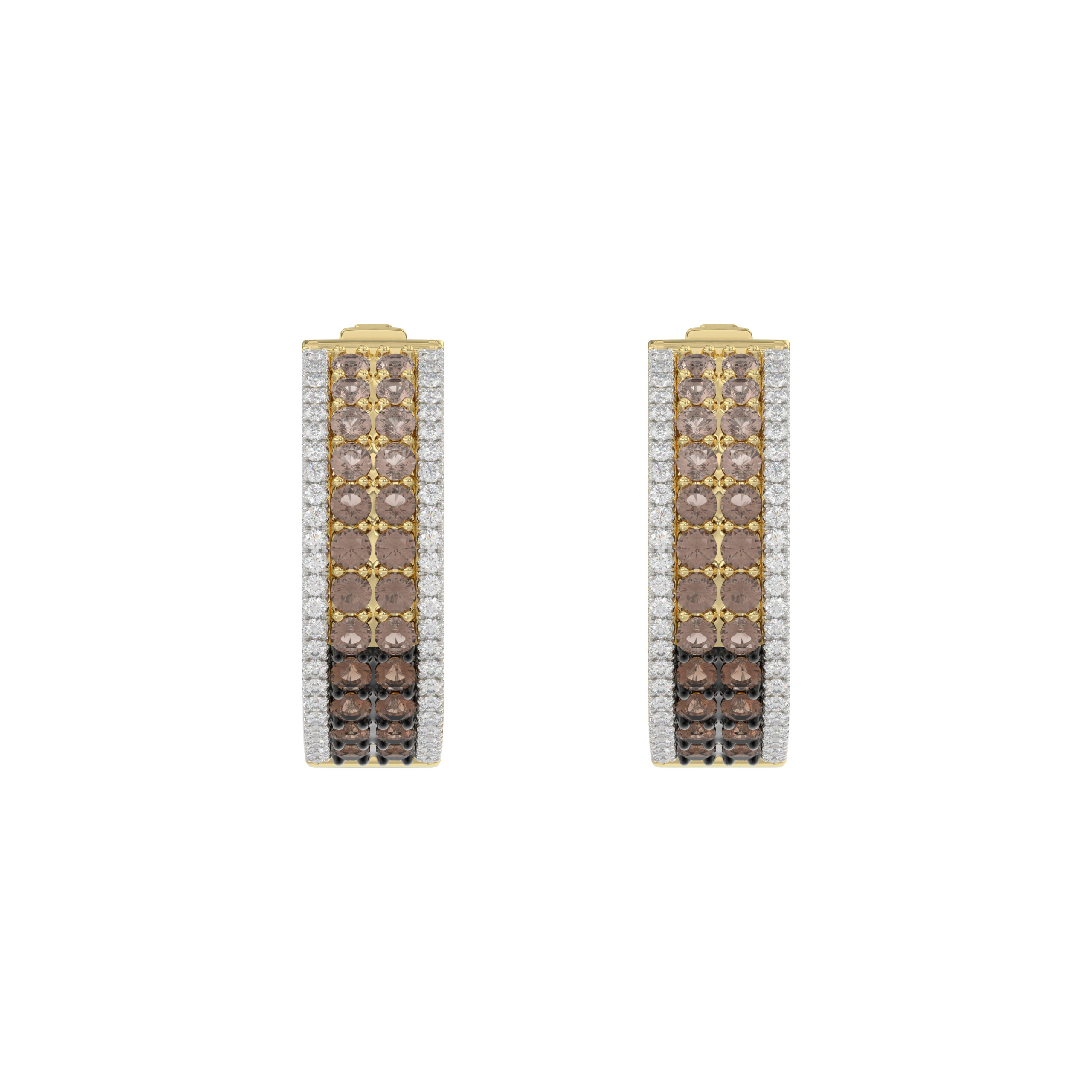 20937504_356160Y-5012598.jpg LADIES HOOPS EARRING 1.50CT ROUND/ROUND DARK BROWN DIAMOND 14K YELLOW GOLD - Image 1