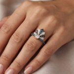 LADIES RING 0.50CT ROUND/ROUND BLUE/DARK BROWN DIAMOND 14K ROSE GOLD - Image 6