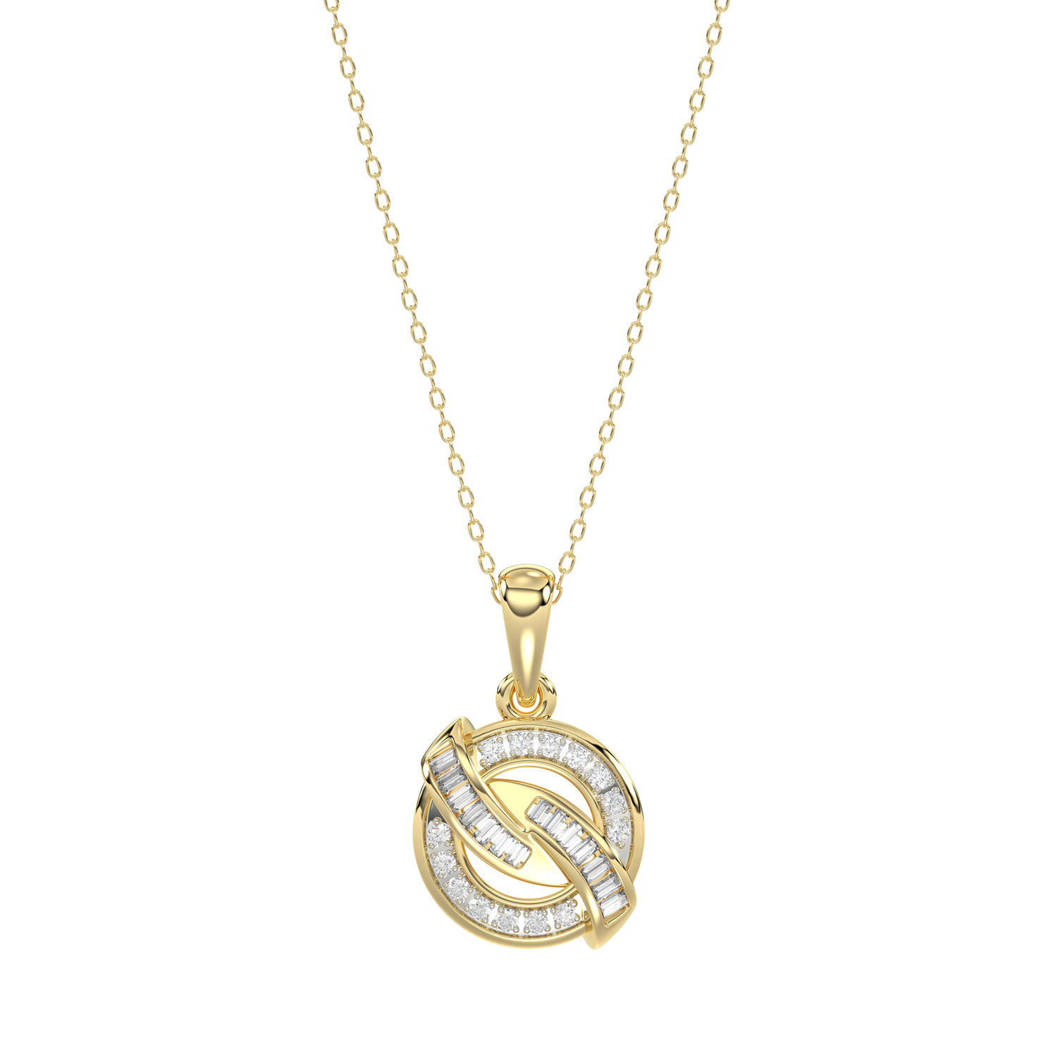 20937616_358676Y-5012503.jpg LADIES PENDANT 0.15CT ROUND/BAGUETTE DIAMOND 10K YELLOW GOLD - Image 1