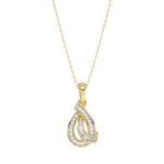 LADIES PENDANT 0.15CT ROUND/BAGUETTE DIAMOND 10K YELLOW GOLD
